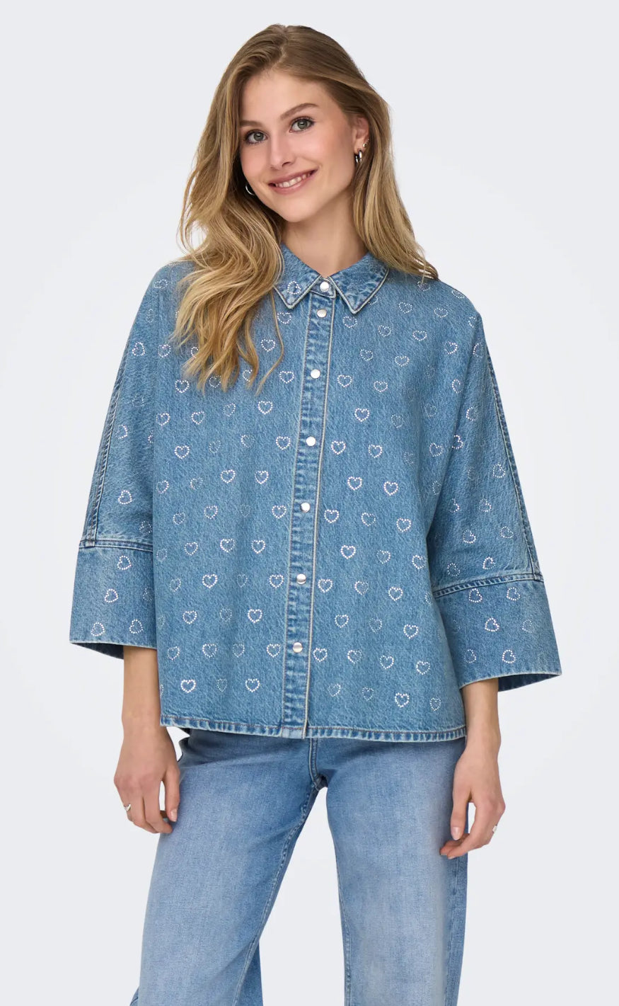 Skjorte   Grace   Light Blue Denim fra Only