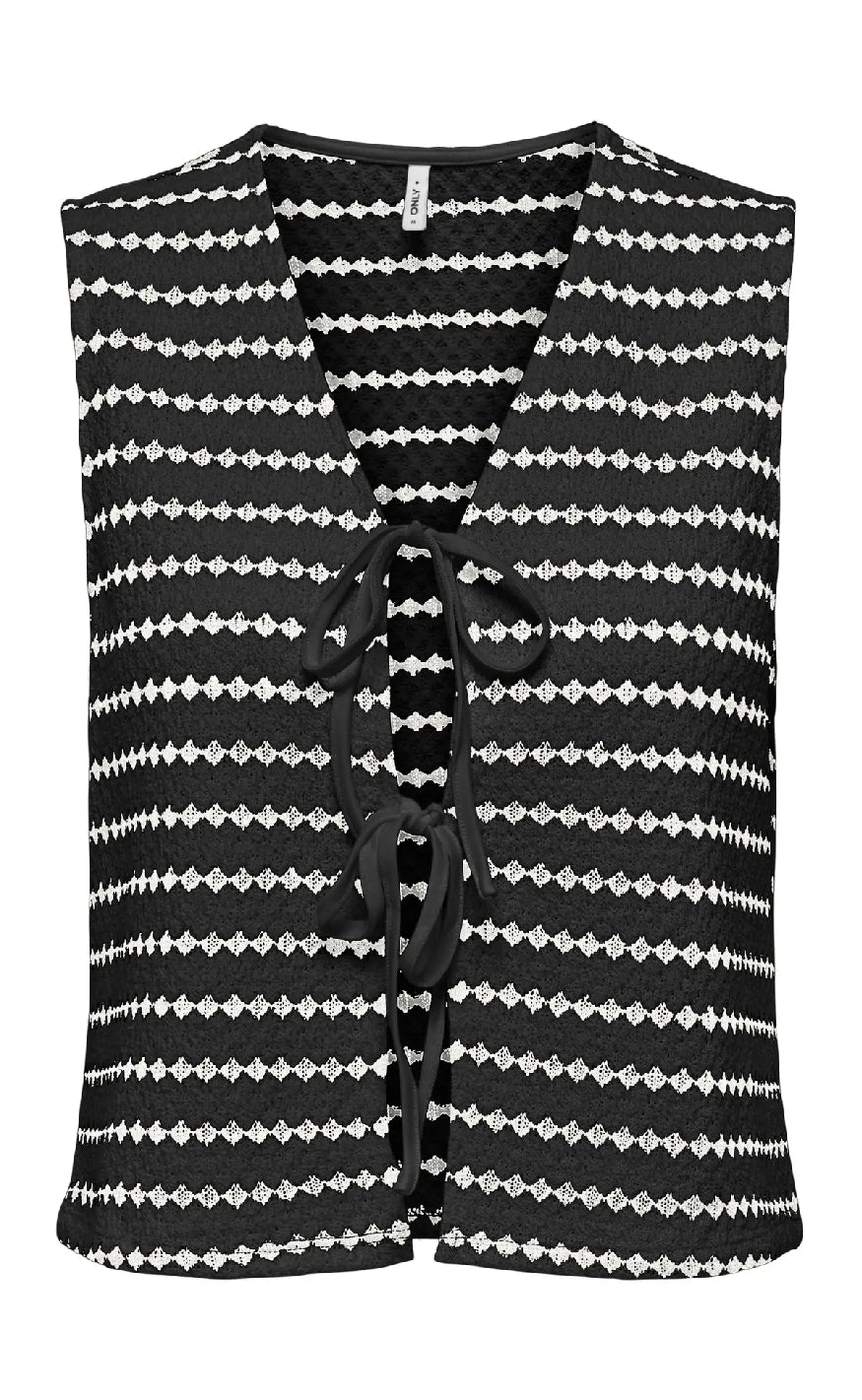 Vest   Eva Stripe   Black Cloud Dancer fra Only