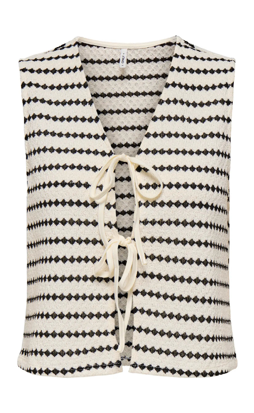 Vest   Eva Stripe   Cloud Dancer Black fra Only