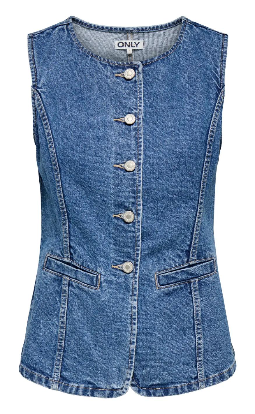 Vest   Giulina   Medium Blue Denim fra Only