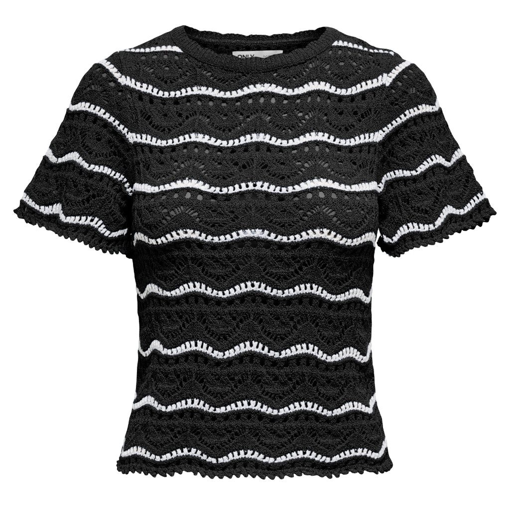 Dame Bluse Onlannasofia   Black Stripes Cloud Dancer fra Only