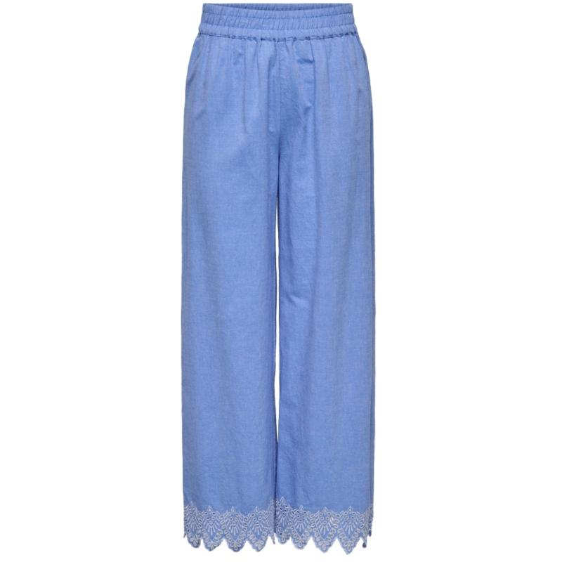 Dame Bukser Onlpaula   Blue Bonnet Bright White Emb. fra Only