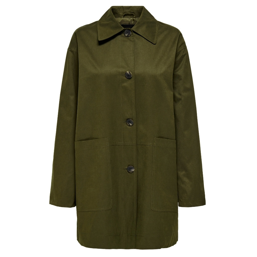 Dame Frakke Onlkavana   Dark Olive fra Only