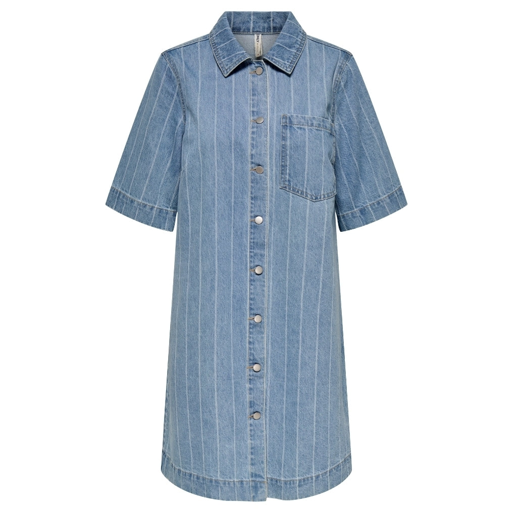 Dame Kjole Onlasta   Light Blue Denim Stripe fra Only