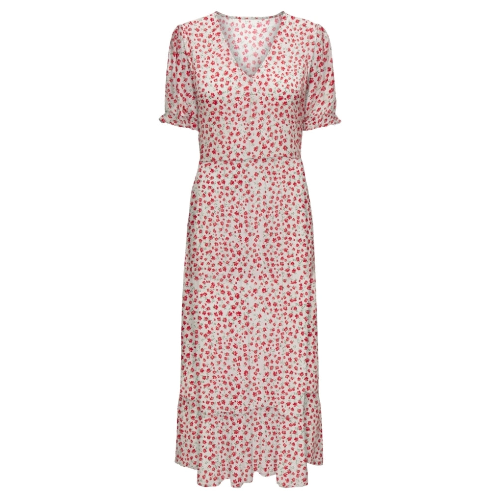 Dame Kjole Onlchanti   Cloud Dancer Red Lucy Flower fra Only