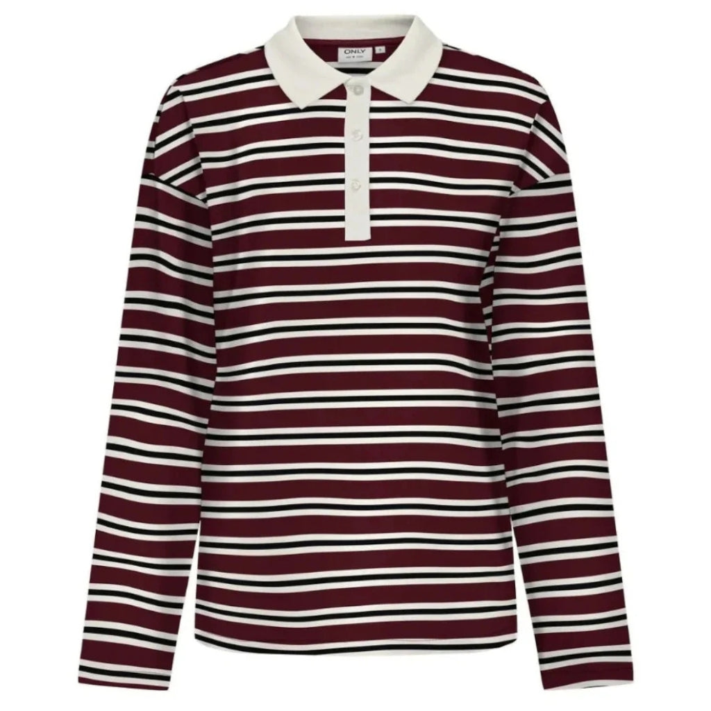 Dame Polo Onllara   Cabernet Black+white fra Only