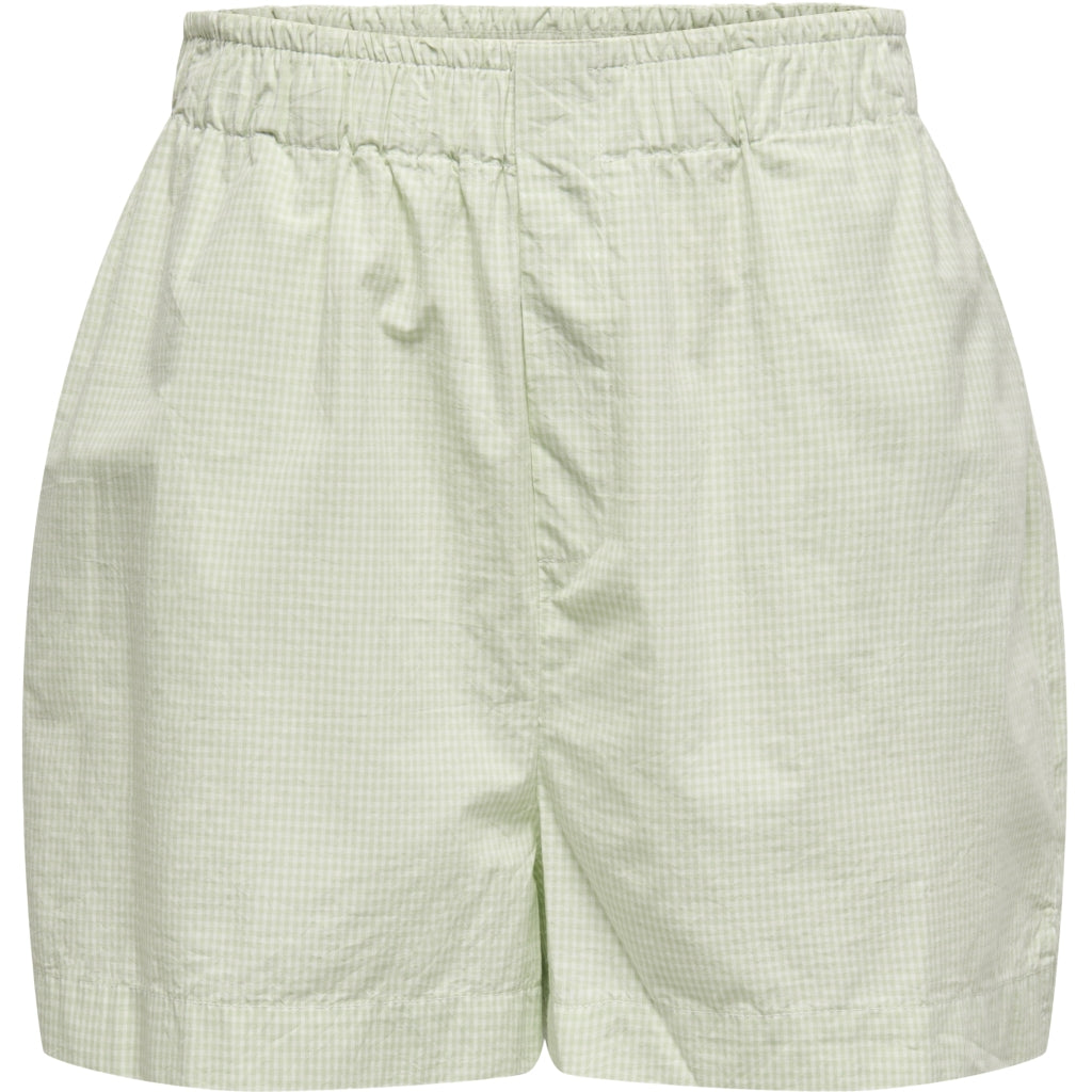 Dame Shorts Onlfilucca   Sea Foam Checks Bright White Small fra Only