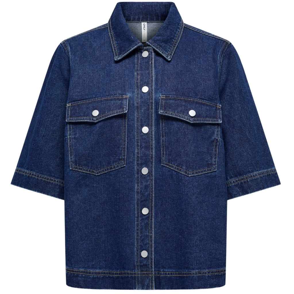 Dame Skjorte Onlbelle   Dark Blue Denim fra Only