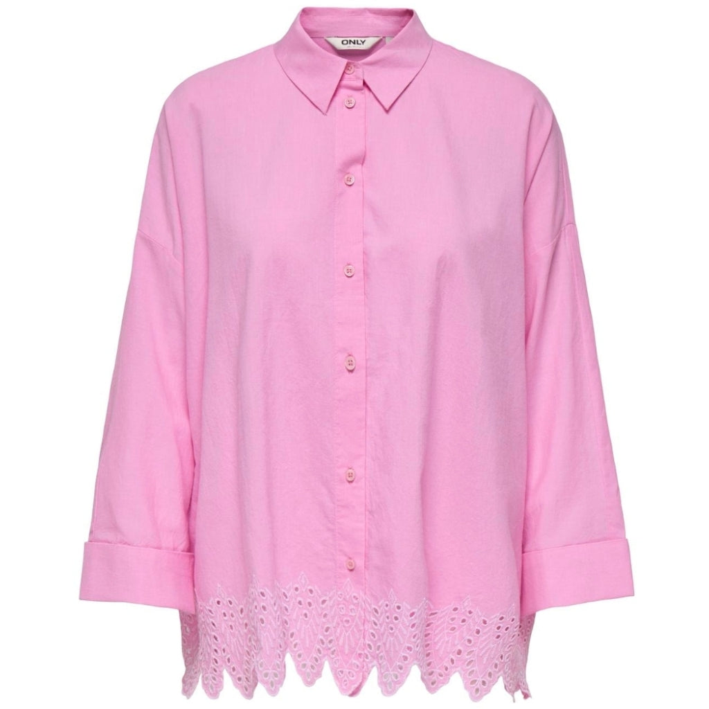Dame Skjorte Onlgraces   Fuchsia Pink Bright White Emb. fra Only