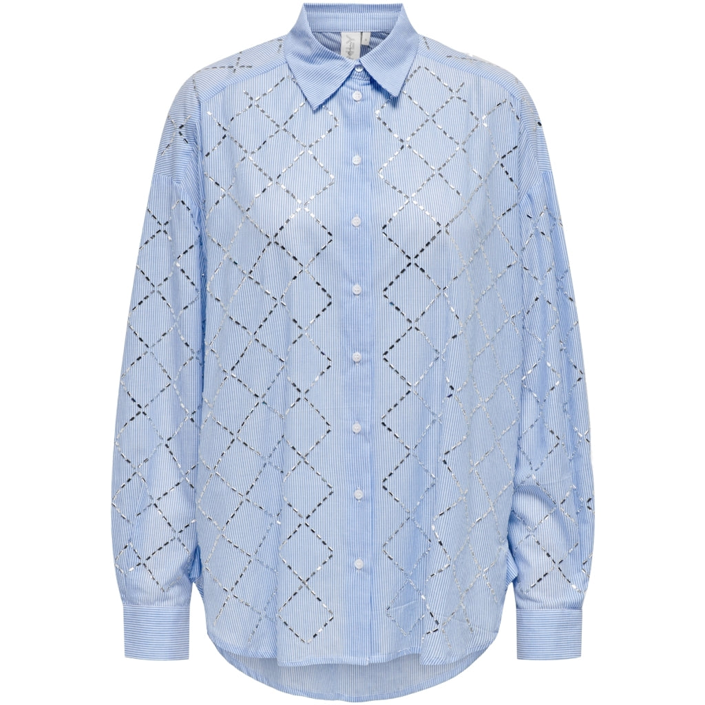 Dame Skjorte Onljulie   Bright White Medium Blue fra Only