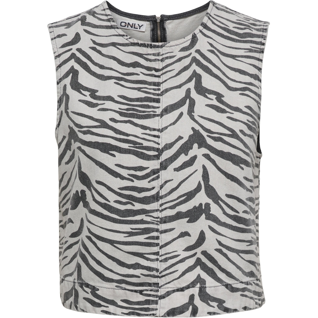 Dame Top Onldorsi Light Grey Denim Zebra fra Only
