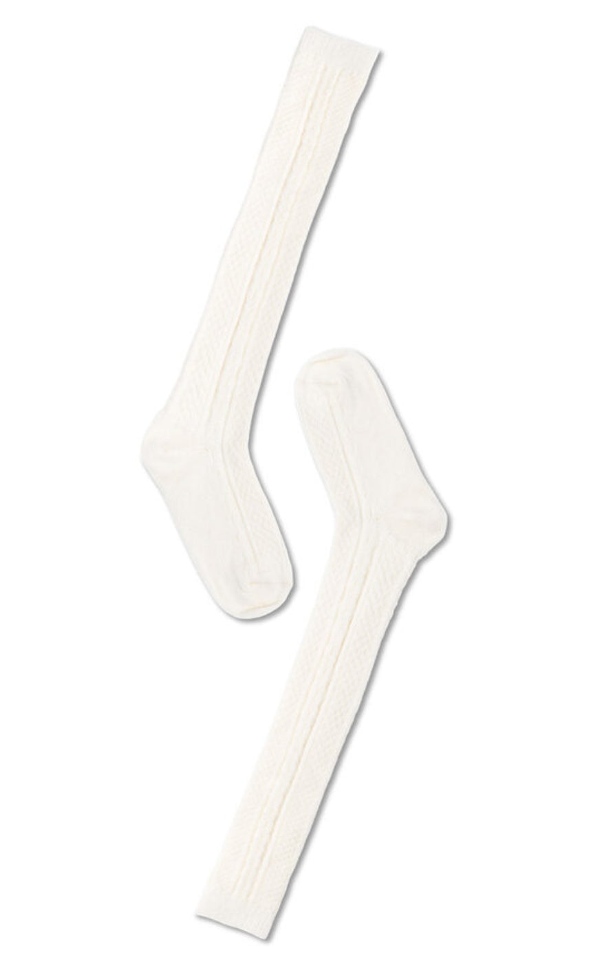 Oroblu Strømper   Woman Wool Cable Over Knee   Off White fra Oroblã¹
