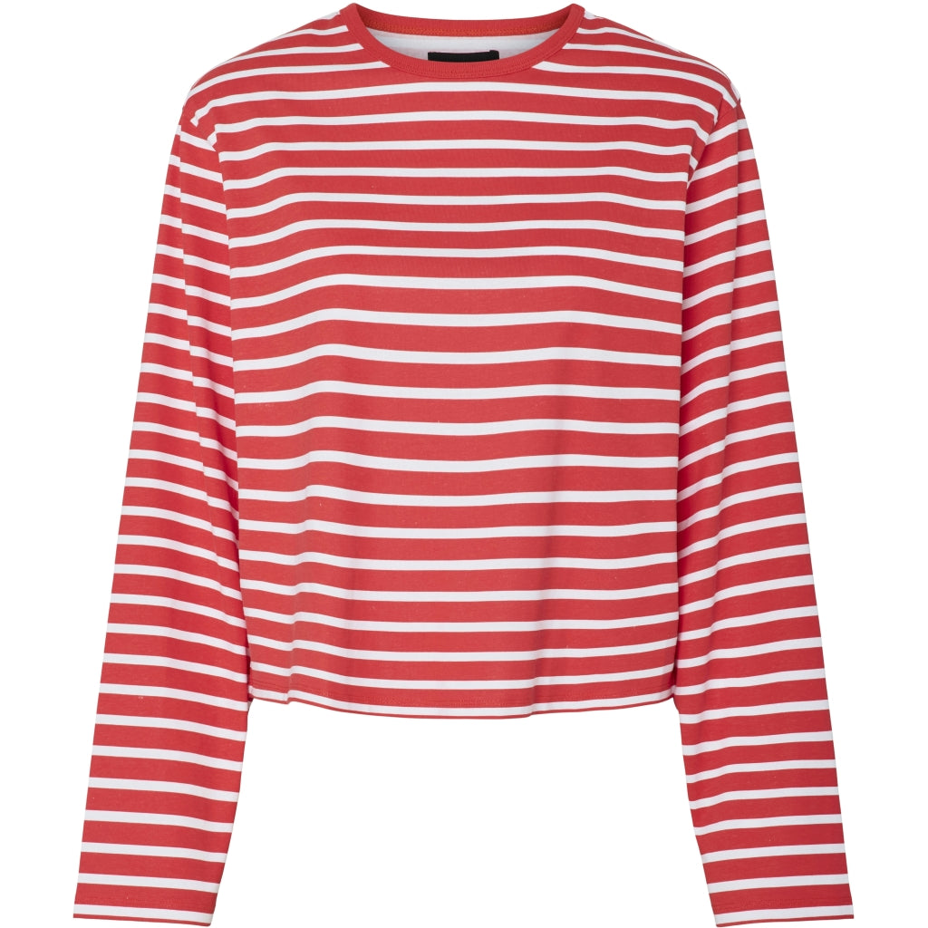 Dame Bluse Pcfiona   High Risk Red Bright White fra Pieces