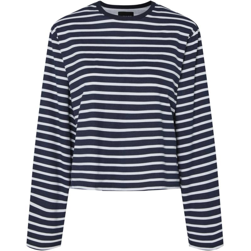 Dame Bluse Pcfiona   Maritime Blue Bright White fra Pieces