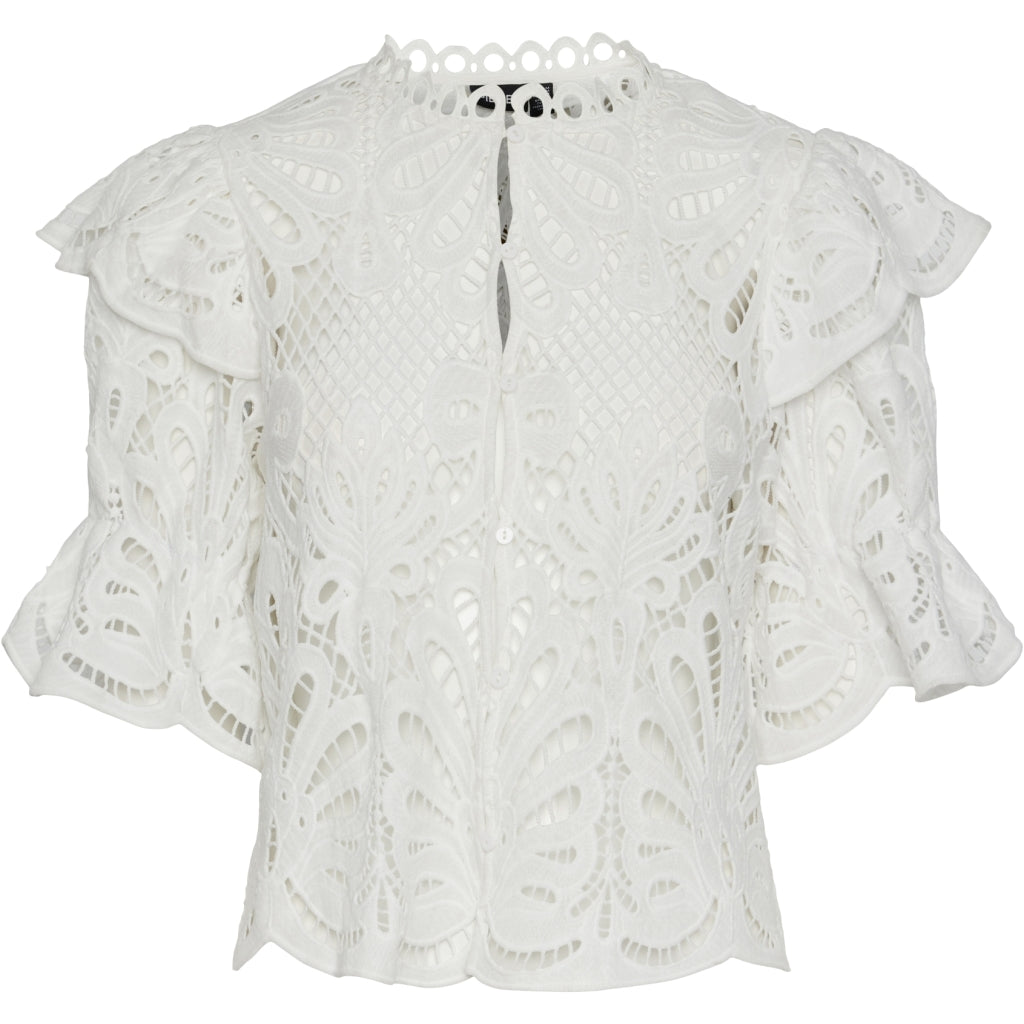 Dame Bluse Pclykke   Bright White fra Pieces