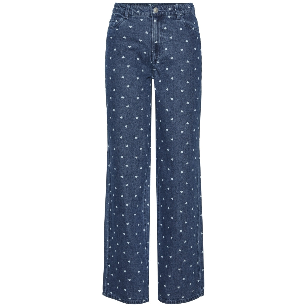Dame Jeans Pcnea Medium Blue Denim Hearts fra Pieces