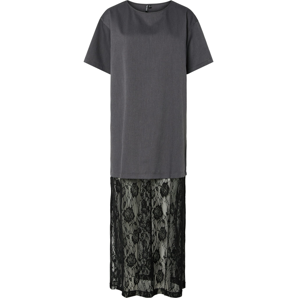Dame Kjole Pcalice Medium Grey Melange Black Lace fra Pieces