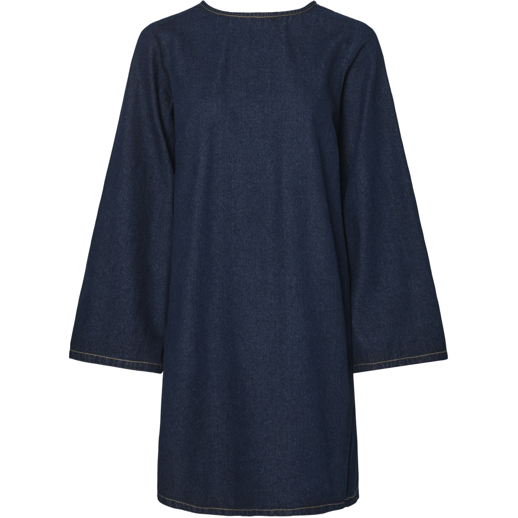 Dame Kjole Pcofelia   Medium Blue Denim Black Satin Bow fra Pieces