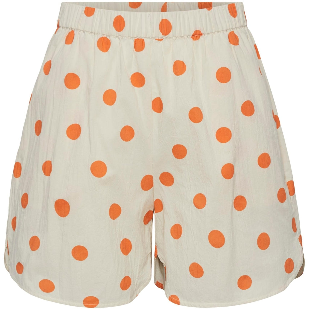 Dame Shorts Pcaddi   Cloud Cream Flame Orange Dots fra Pieces