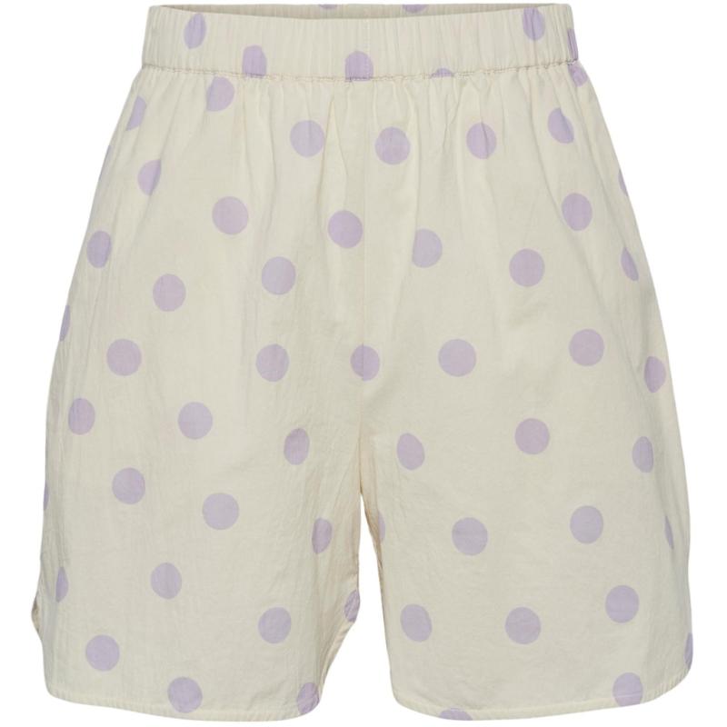 Dame Shorts Pcaddi Cloud Cream Lavender Dots fra Pieces