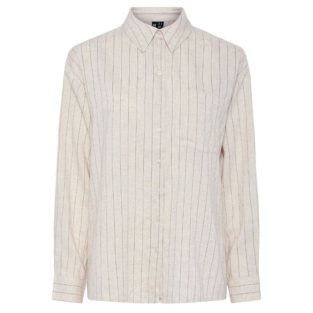 Dame Skjorte Pcpia   Birch Stripes Black fra Pieces