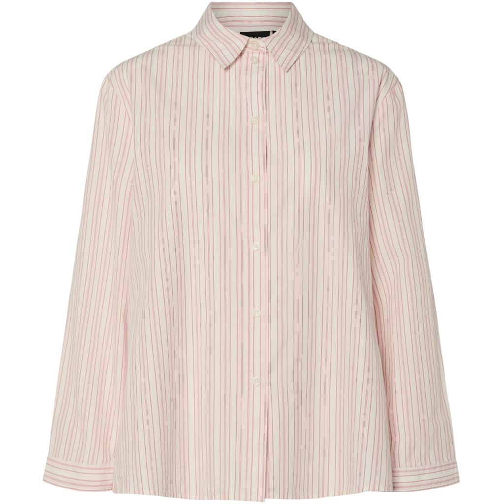 Dame Skjorte Pcsulle   Cloud Dancer Stripes Pink Lemonade fra Pieces