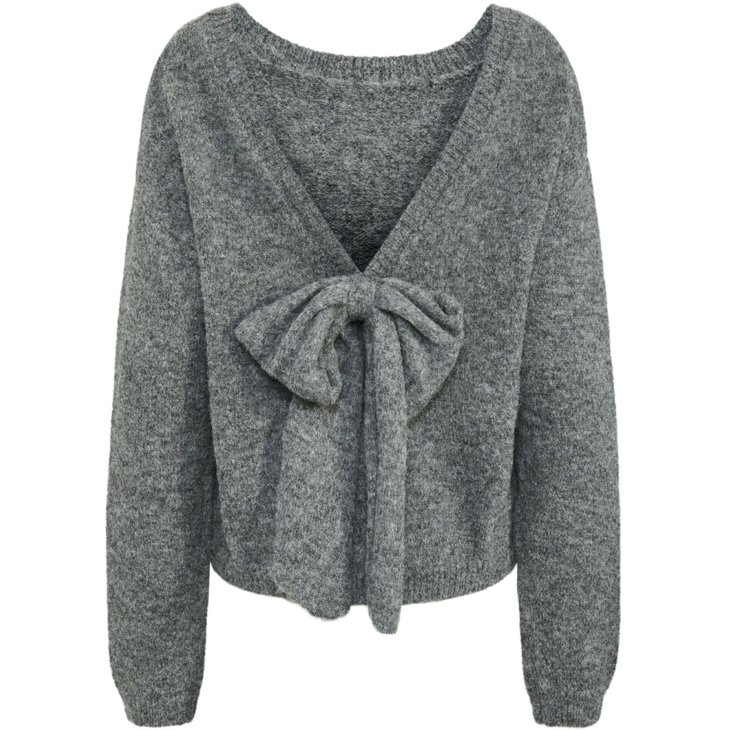 Dame Strik Pcallison   Medium Grey Melange Bow fra Pieces