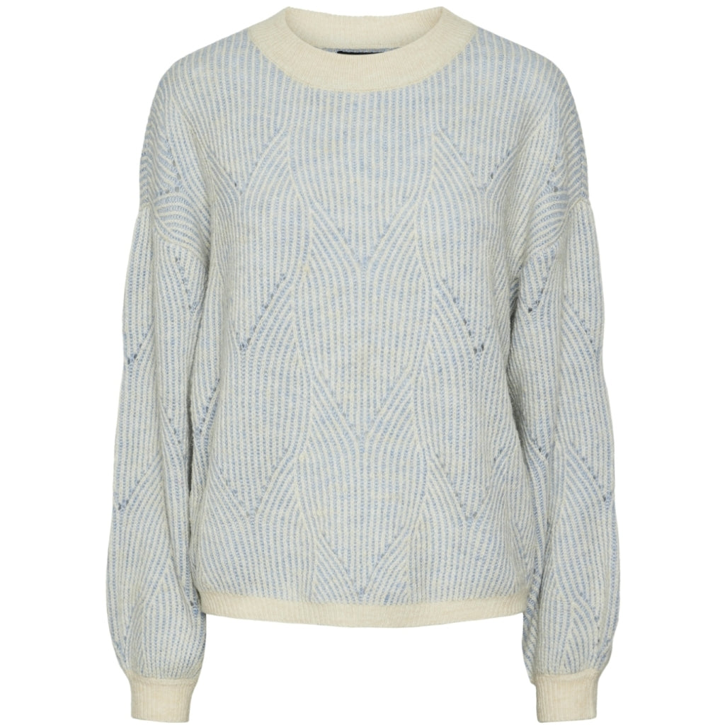 Dame Strik Pcjenna   Whitecap Gray Faded Denim fra Pieces