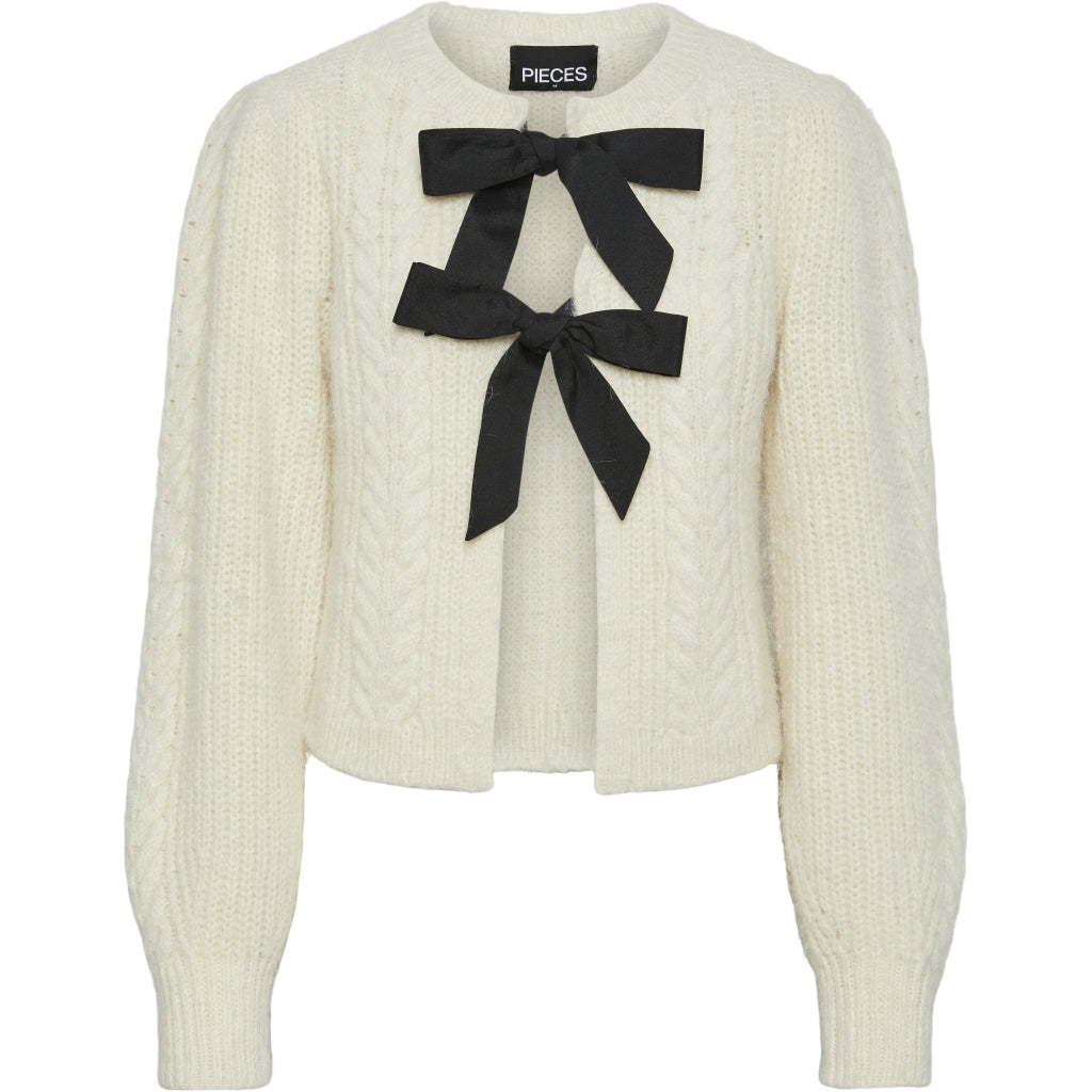 Dame Strik Pcrow Birch Black Woven Bows fra Pieces