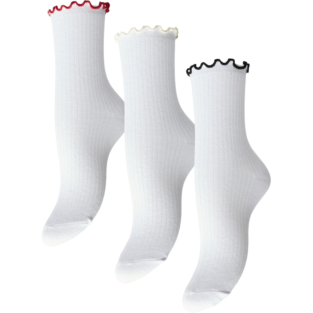 Dame Strømper Pcafia 3 Pack Goji Berry Sandshell Black fra Pieces