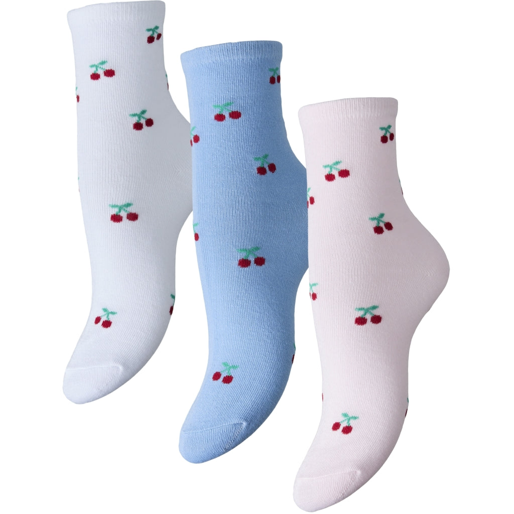 Dame Strømper Pcfaja Bright White 3 Pack Bwhi Lblue Pink fra Pieces