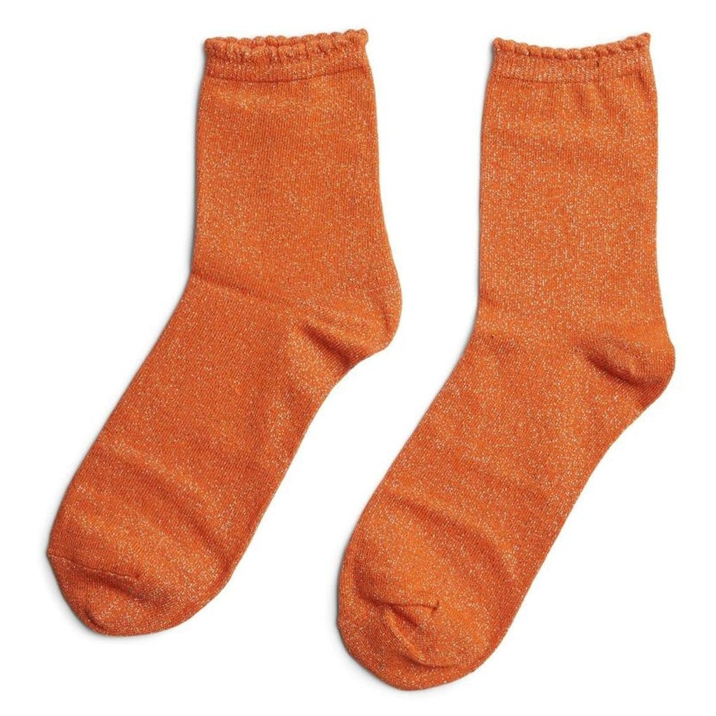 Dame Strømper Pcsebby   Persimmon Orange Tones Lurex fra Pieces