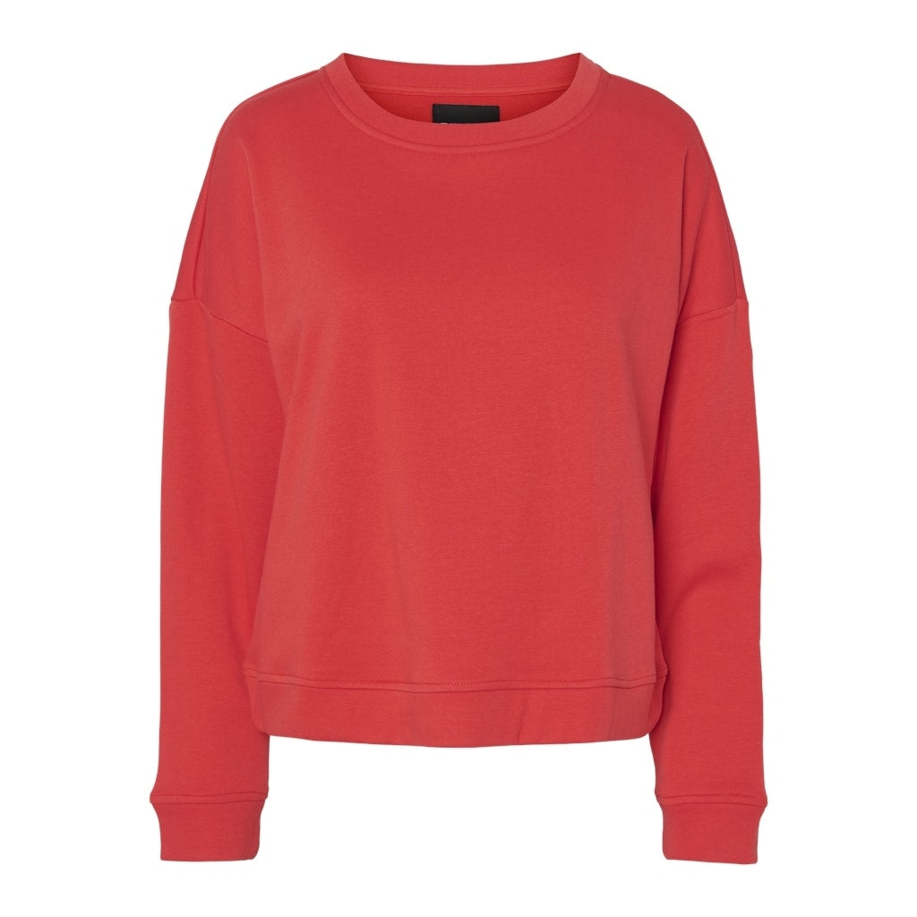 Dame Sweatshirt Pcchilli   Poppy Red fra Pieces
