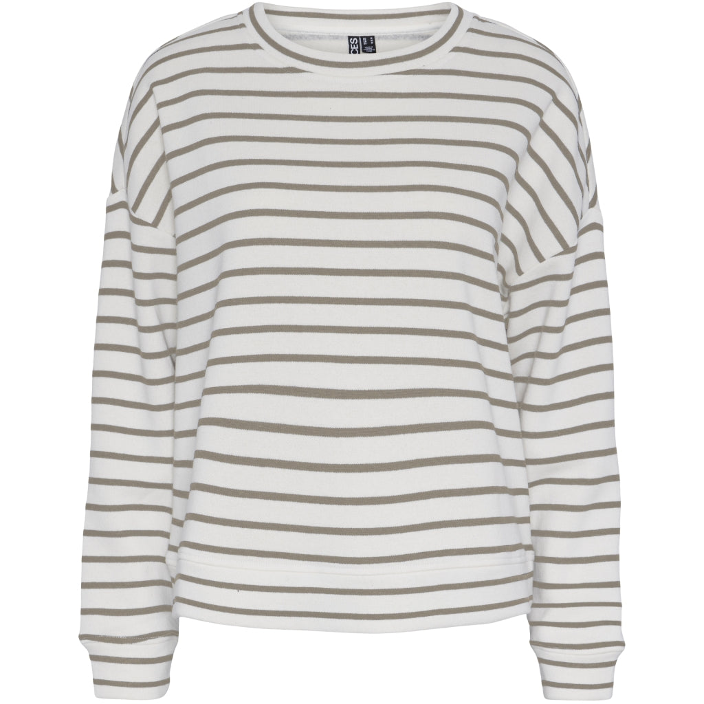 Dame Sweatshirt Pcchilli   Cloud Dancer Silver Mink fra Pieces