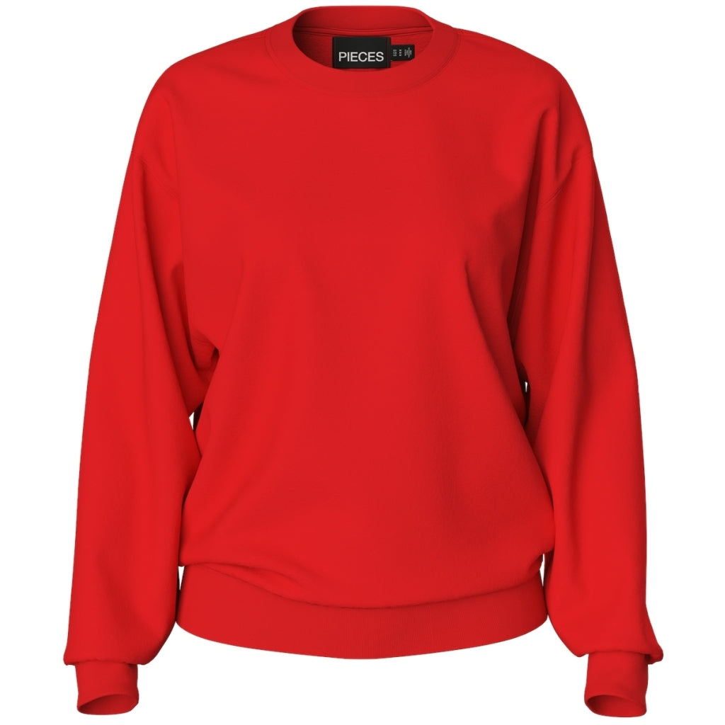 Dame Sweatshirt Pcchilli   Poppy Red fra Pieces