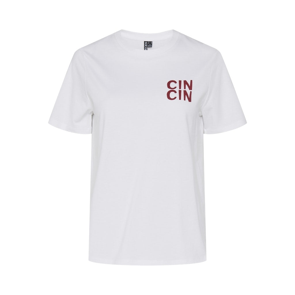 Dame T Shirt Pcpukka   Bright White Cincin fra Pieces