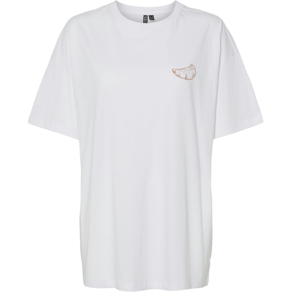 Dame T Shirt Pctrixie Bright White Sunburn Croissant fra Pieces
