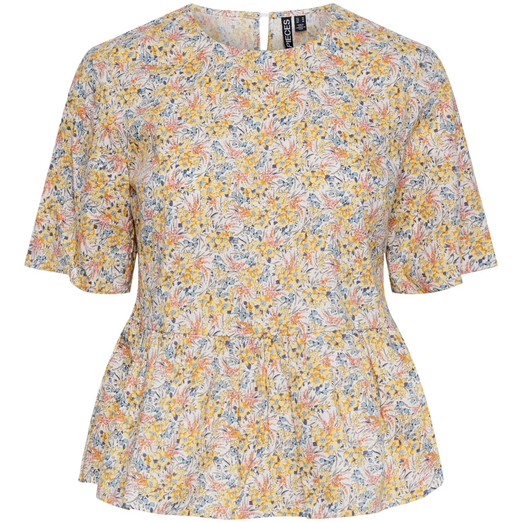 Dame Top Pcjalisa Cloud Dancer Yellow Flowers fra Pieces
