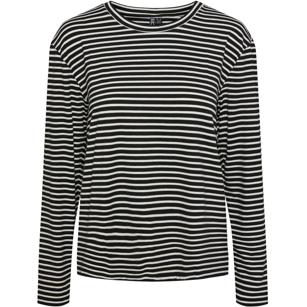 Dame Top Pcmalulje   Black Bright White fra Pieces