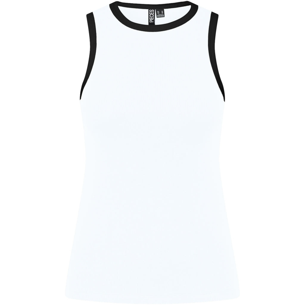 Dame Top Pcmay   Bright White Black Contrast fra Pieces