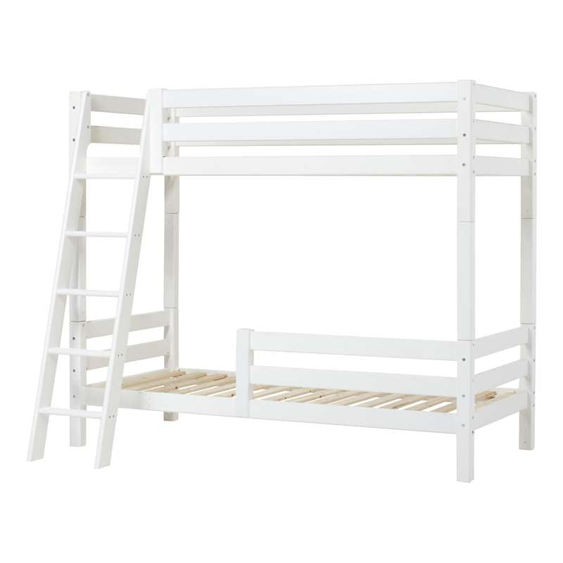 Eco Luxury   Høj Etageseng   90x200 Cm.   To Sengeheste Og Skrå Stige   Hvid fra Hoppekids