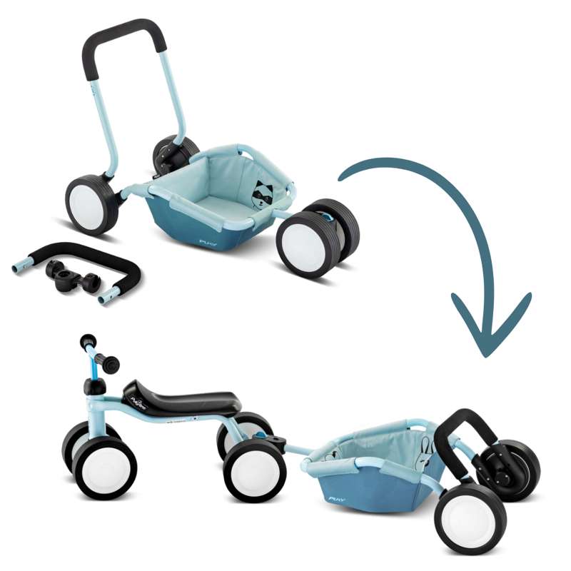 Traily   2 I 1 Gåvogn Og Cykelanhænger   Retro Blue fra Puky