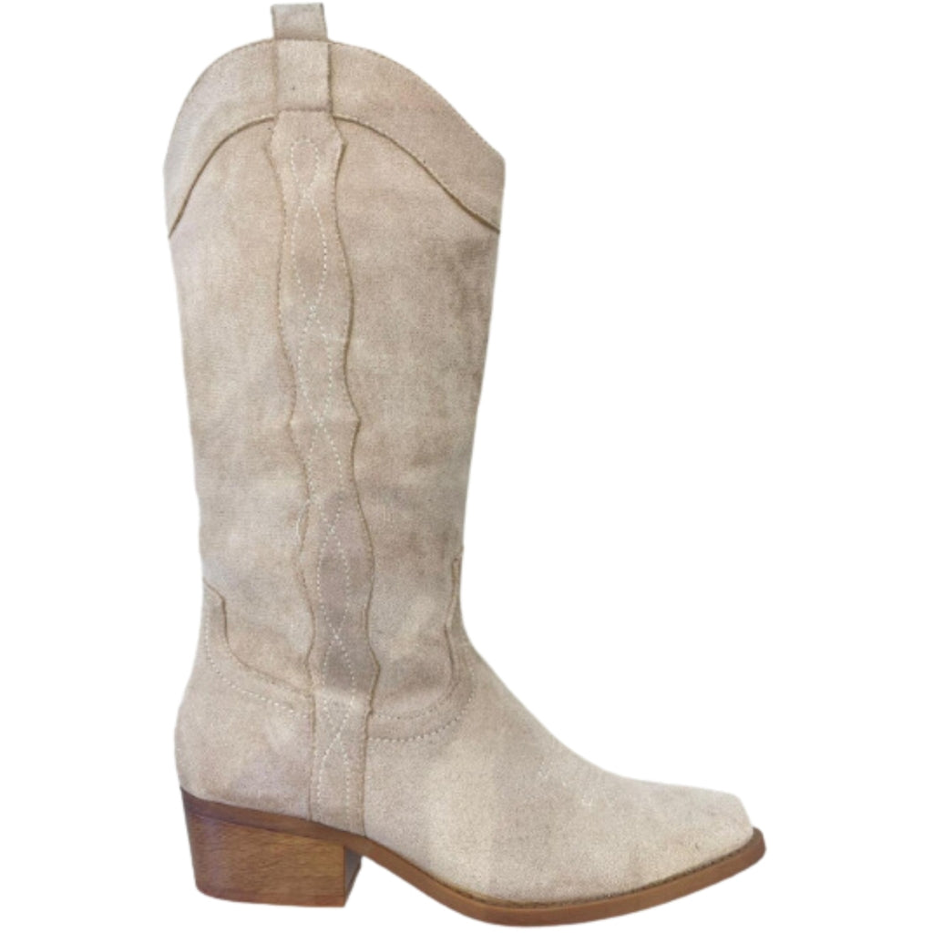 Pauline Dame Cowboystøvler 6630   Beige fra Shoes
