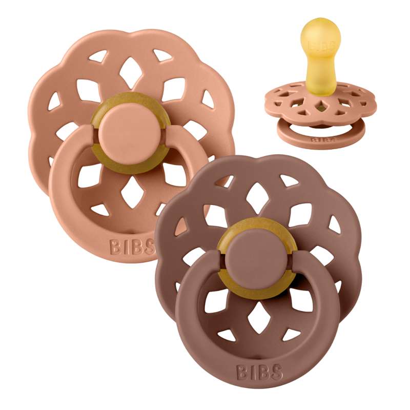 Boheme Sut   2 Pak   Str. 2   Naturgummi   Peach Woodchuck fra Bibs