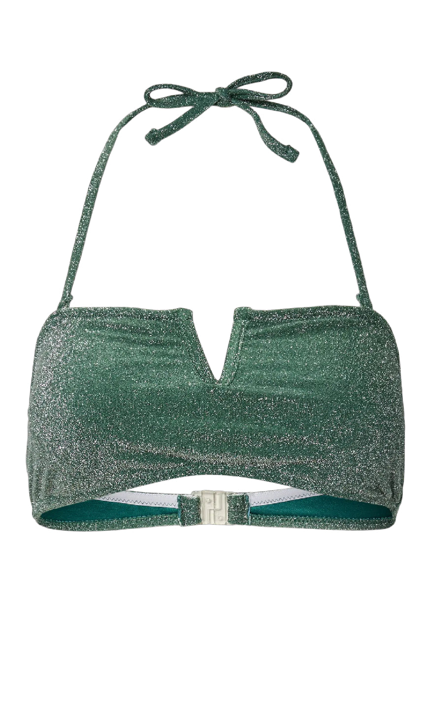 Bikini Overdel   Bling   Dark Green Silver Lurex fra Pieces
