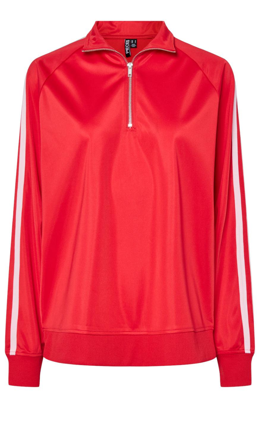 Bluse   Grace Zip   High Risk Red Pink A Boo Stripe fra Pieces