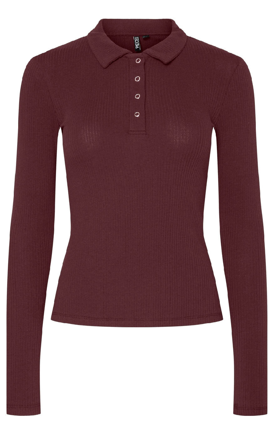 Bluse   Kitte Ls Polo   Tawny Port fra Pieces