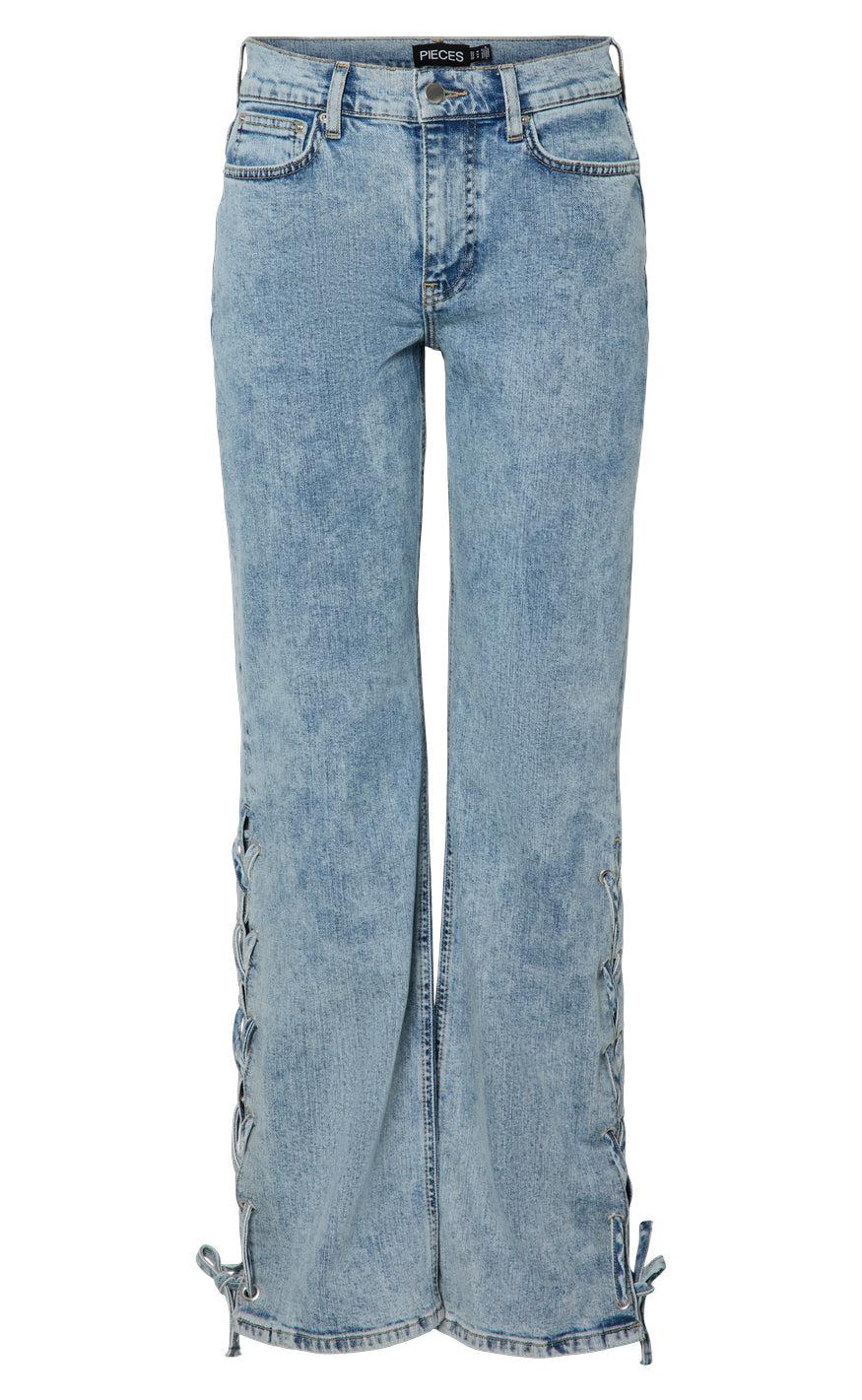 Bukser   Fenda Mw Straight   Light Blue Denim fra Pieces