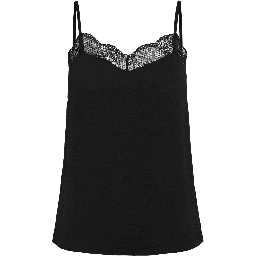 Dame Pctiffany Strap Lace Top Noos Bc   Black fra Pieces