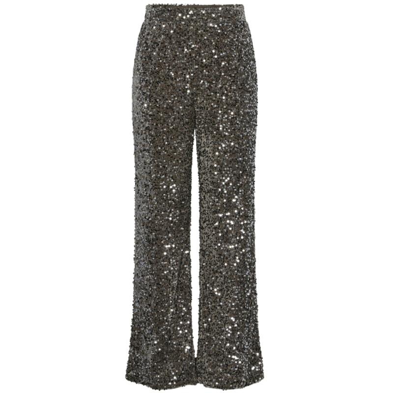 Dame Bukser Pckam   Morel Silver Sequin fra Pieces